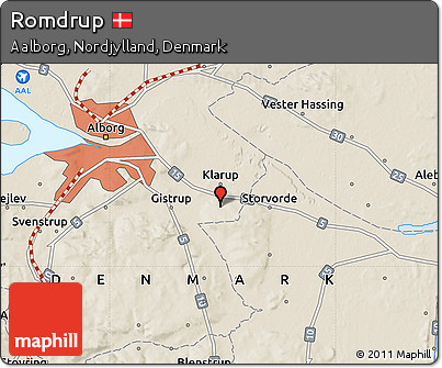 Shaded Relief Map of Romdrup