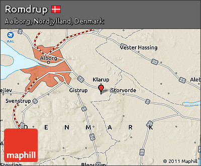 Shaded Relief Map of Romdrup