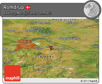 Satellite Panoramic Map of Romdrup