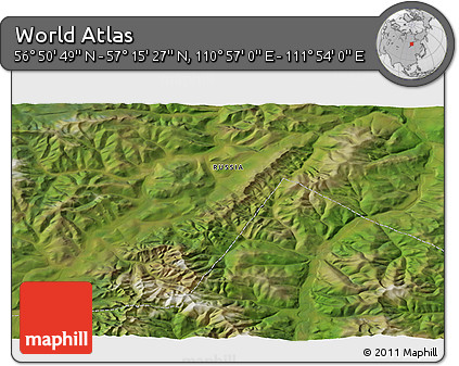 Satellite 3D Map of the Area around 57° 3' 8" N, 111° 25' 30" E
