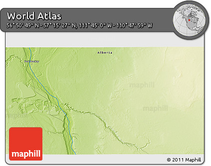 Physical 3D Map of the Area around 57° 3' 8" N, 111° 16' 30" W