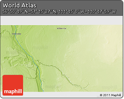 Physical 3D Map of the Area around 57° 3' 8" N, 111° 16' 30" W