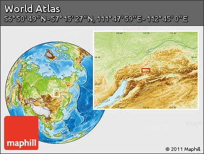 Physical Location Map of the Area around 57° 3' 8" N, 112° 16' 30" E