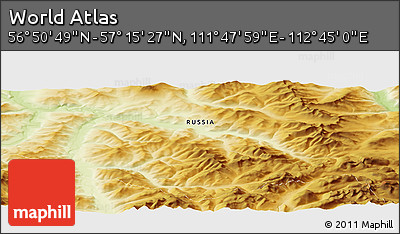 Physical Panoramic Map of the Area around 57° 3' 8" N, 112° 16' 30" E