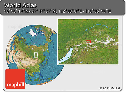 Satellite Location Map of the Area around 57° 3' 8" N, 113° 7' 30" E