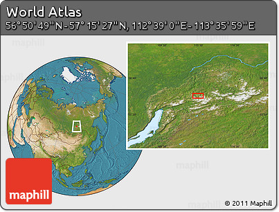 Satellite Location Map of the Area around 57° 3' 8" N, 113° 7' 30" E