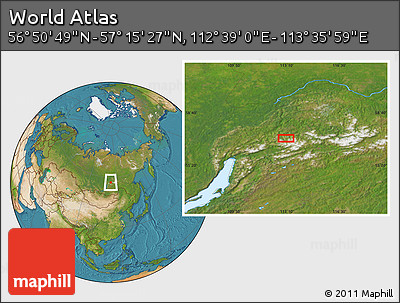 Satellite Location Map of the Area around 57° 3' 8" N, 113° 7' 30" E