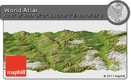 Satellite Panoramic Map of the Area around 57° 3' 8" N, 113° 7' 30" E