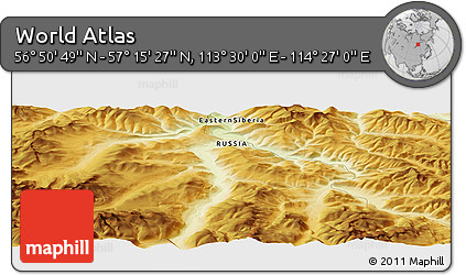 Physical Panoramic Map of the Area around 57° 3' 8" N, 113° 58' 29" E