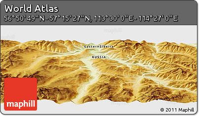 Physical Panoramic Map of the Area around 57° 3' 8" N, 113° 58' 29" E