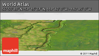 Satellite Panoramic Map of the Area around 57° 3' 8" N, 117° 13' 29" W