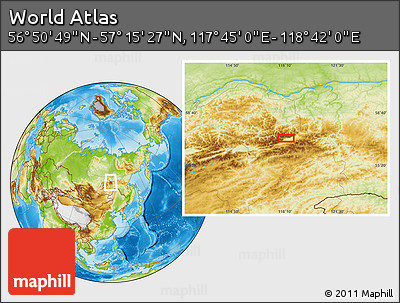 Physical Location Map of the Area around 57° 3' 8" N, 118° 13' 29" E