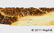 Physical Panoramic Map of the area around 57° 3' 8" N, 118° 13' 29" E