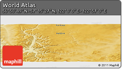 Physical Panoramic Map of the Area around 57° 3' 8" N, 122° 28' 29" E