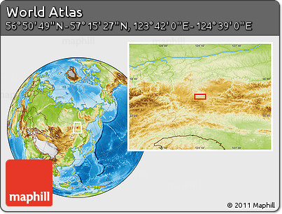 Physical Location Map of the Area around 57° 3' 8" N, 124° 10' 30" E
