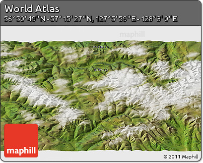 Satellite 3D Map of the Area around 57° 3' 8" N, 127° 34' 30" E