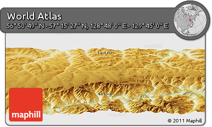 Physical Panoramic Map of the Area around 57° 3' 8" N, 129° 16' 30" E