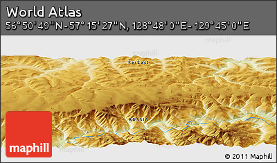 Physical Panoramic Map of the Area around 57° 3' 8" N, 129° 16' 30" E