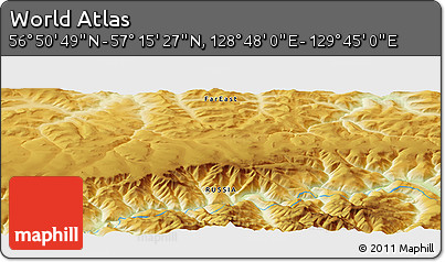 Physical Panoramic Map of the Area around 57° 3' 8" N, 129° 16' 30" E