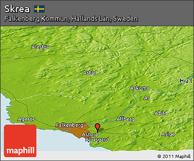Physical Panoramic Map of Skrea