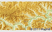 Physical 3D Map of the area around 57° 3' 8" N, 130° 7' 30" E