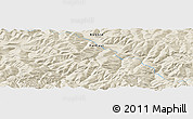 Shaded Relief Panoramic Map of the area around 57° 3' 8" N, 131° 49' 29" E