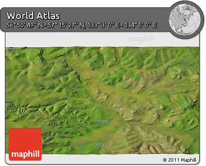 Satellite 3D Map of the Area around 57° 3' 8" N, 133° 31' 30" E