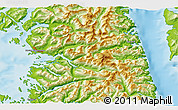 Physical 3D Map of the area around 57° 3' 8" N, 135° 4' 29" W