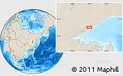 Shaded Relief Location Map of the area around 57° 3' 8" N, 138° 37' 30" E