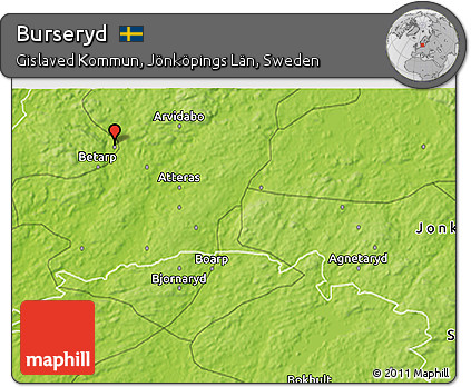 Physical 3D Map of Burseryd