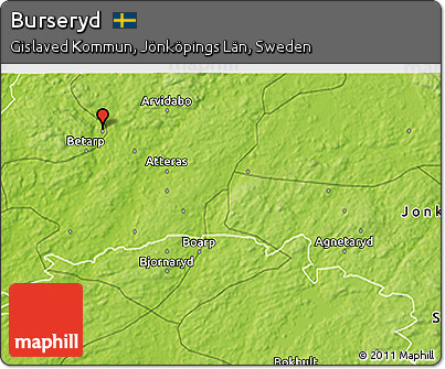 Physical 3D Map of Burseryd