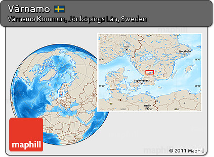 Shaded Relief Location Map of Värnamo