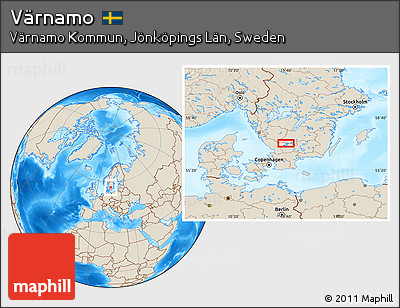 Shaded Relief Location Map of Värnamo