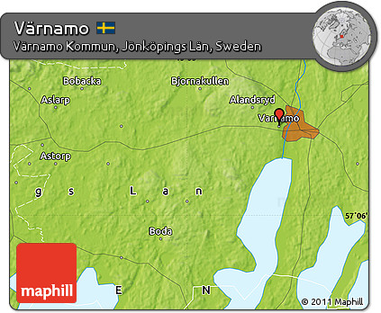 Physical Map of Värnamo