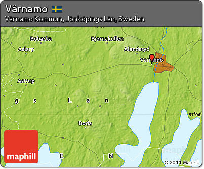 Physical Map of Värnamo