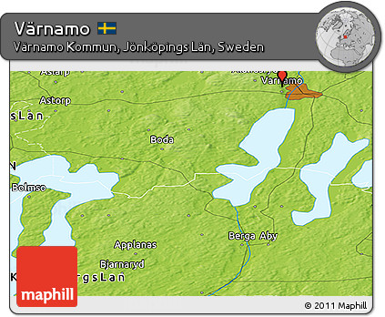 Physical Panoramic Map of Värnamo
