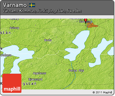 Physical Panoramic Map of Värnamo