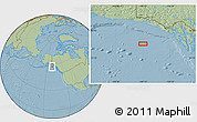 Savanna Style Location Map of the area around 57° 3' 8" N, 140° 10' 30" W, hill shading