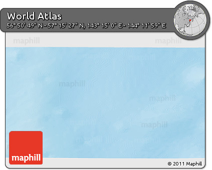 Shaded Relief 3D Map of the Area around 57° 3' 8" N, 143° 43' 29" E