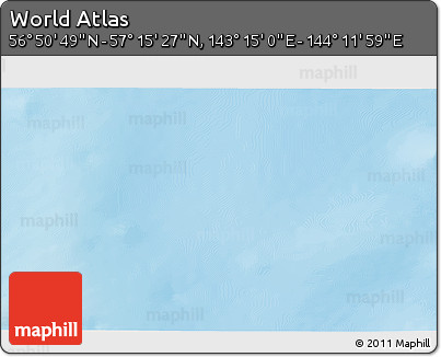 Shaded Relief 3D Map of the Area around 57° 3' 8" N, 143° 43' 29" E