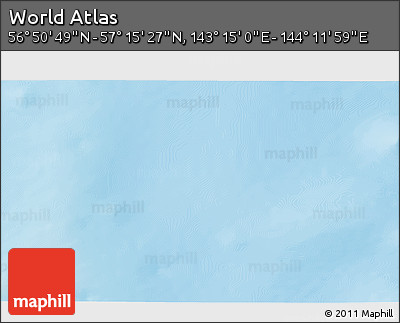 Shaded Relief 3D Map of the Area around 57° 3' 8" N, 143° 43' 29" E