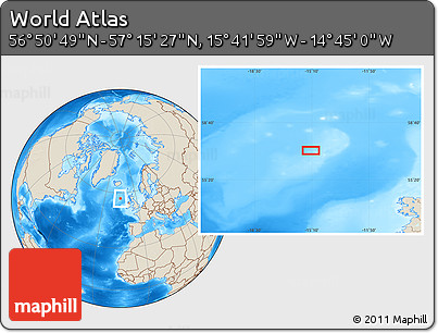 Shaded Relief Location Map of the Area around 57° 3' 8" N, 15° 13' 29" W