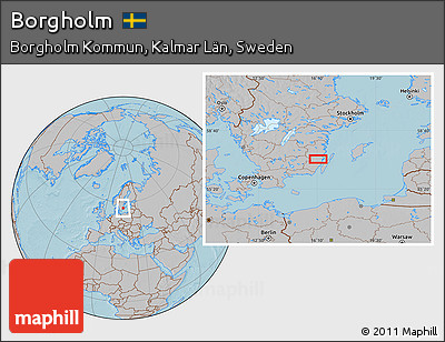 Gray Location Map of Borgholm, hill shading