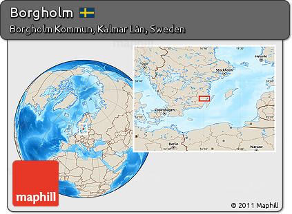 Shaded Relief Location Map of Borgholm