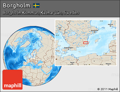 Shaded Relief Location Map of Borgholm