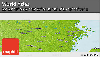 Physical Panoramic Map of the Area around 57° 3' 8" N, 16° 13' 30" E