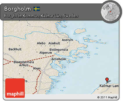 Shaded Relief Panoramic Map of Borgholm