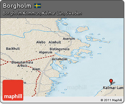 Shaded Relief Panoramic Map of Borgholm