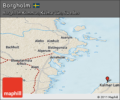Shaded Relief Panoramic Map of Borgholm