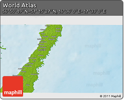 Physical 3D Map of the Area around 57° 3' 8" N, 17° 4' 30" E